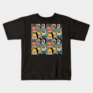 Blue Kawaii Sushi Kids T-Shirt